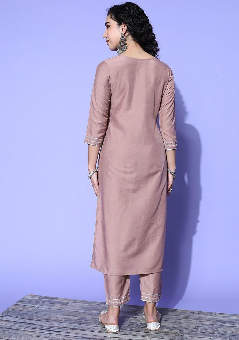 Purple Ethnic Motifs Silk Blend Hyper Texture Kurta Set