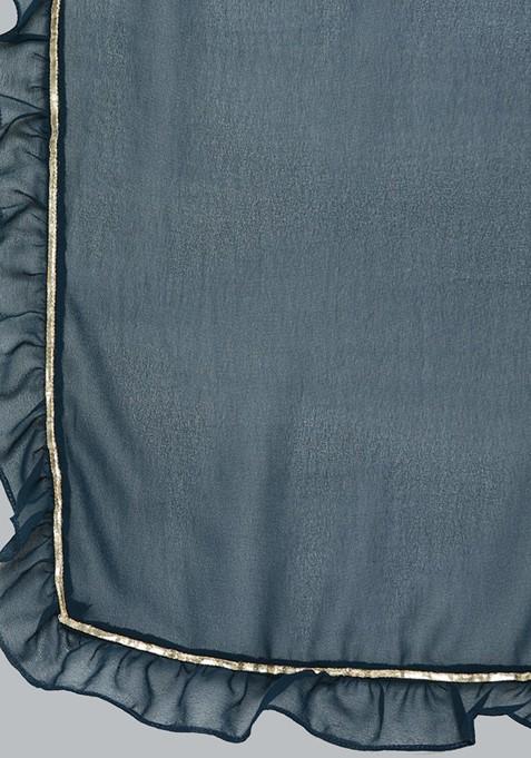 Teal Green Embroidered Kurta With Sharara And With Dupatta