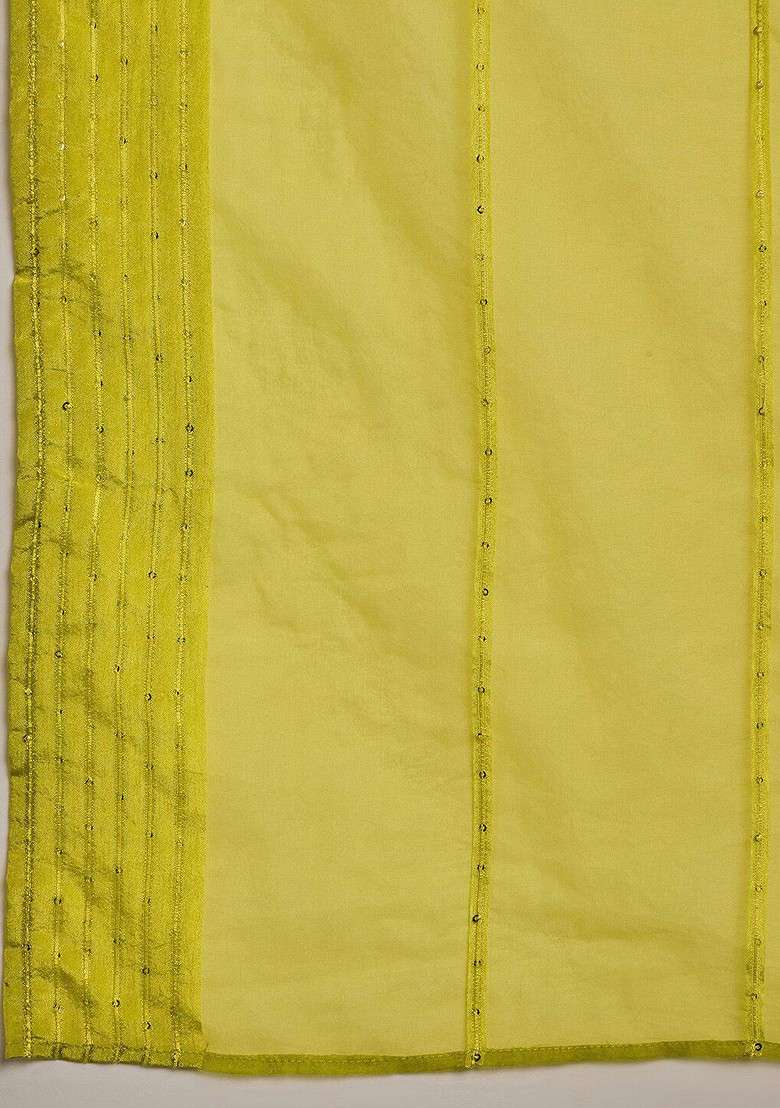 Yellow Embroidered Blended A Line Kurta Set - Indya