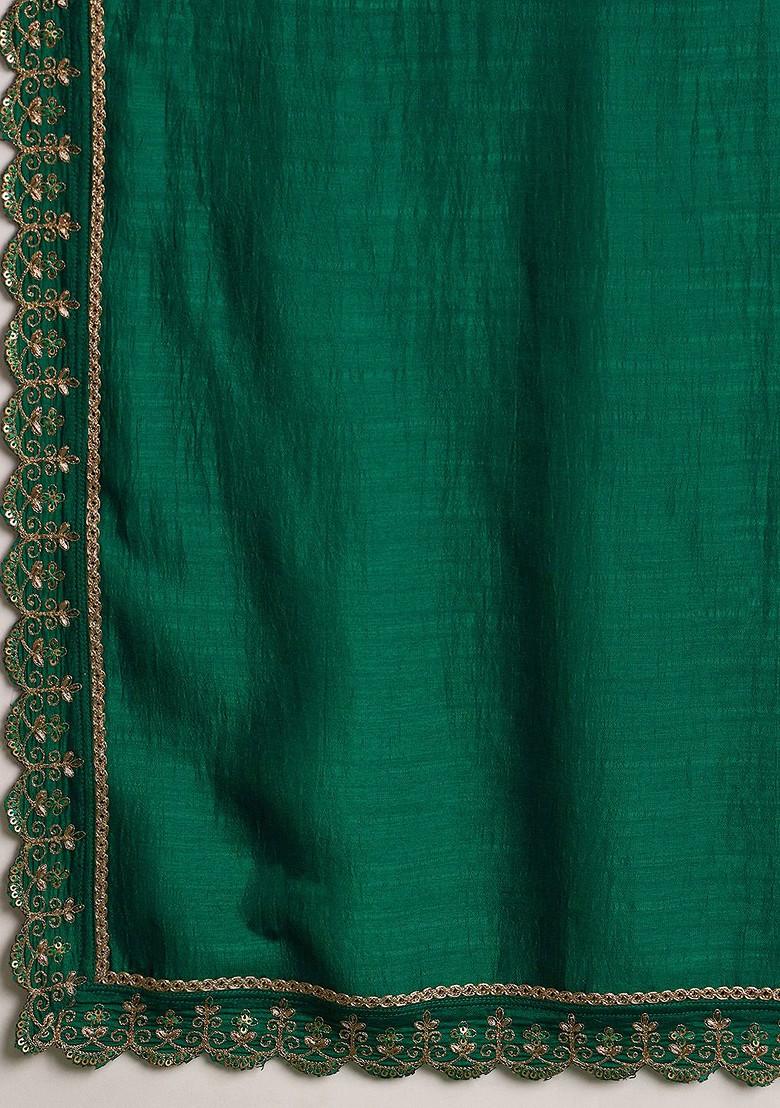 Green Zari And Sequin Embroidered Anarkali Kurta With Trousers And Dupatta