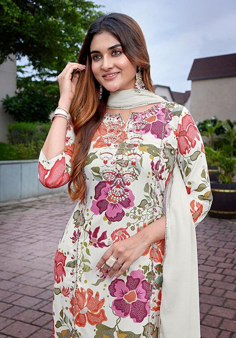 Multicolor Embroidered Viscose Kurta Set