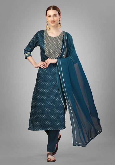 Morpich Embroidered Silk Blend Kurta Set