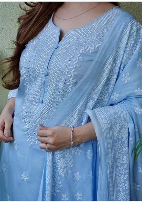 Beige Embroidered Viscose Kurta Set main image 1