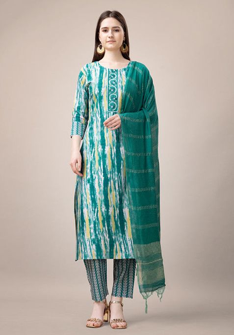 Rama Blue Embroidered Rayon Kurta Set