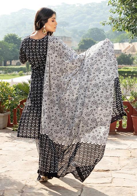 Black Printed Tiered kurta main image 1