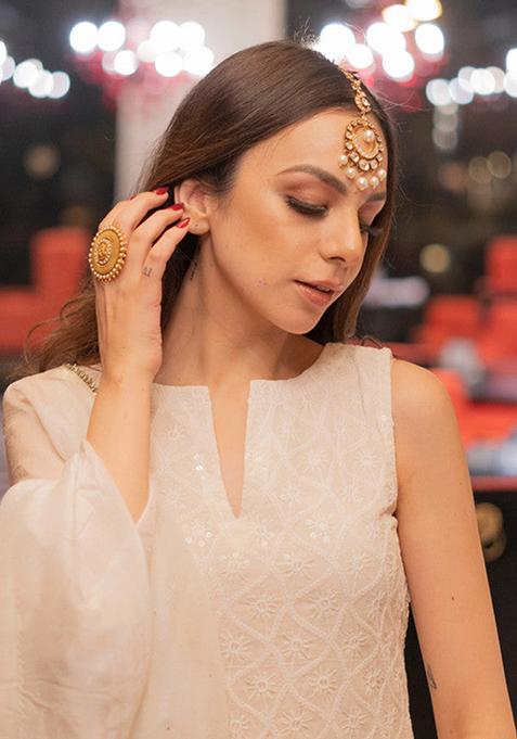 White Embroidered Cotton Kurta Set