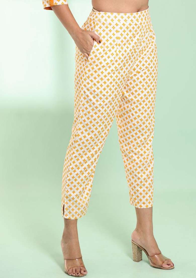 Yellow Floral Print Rayon A Line Kurta Set - Indya