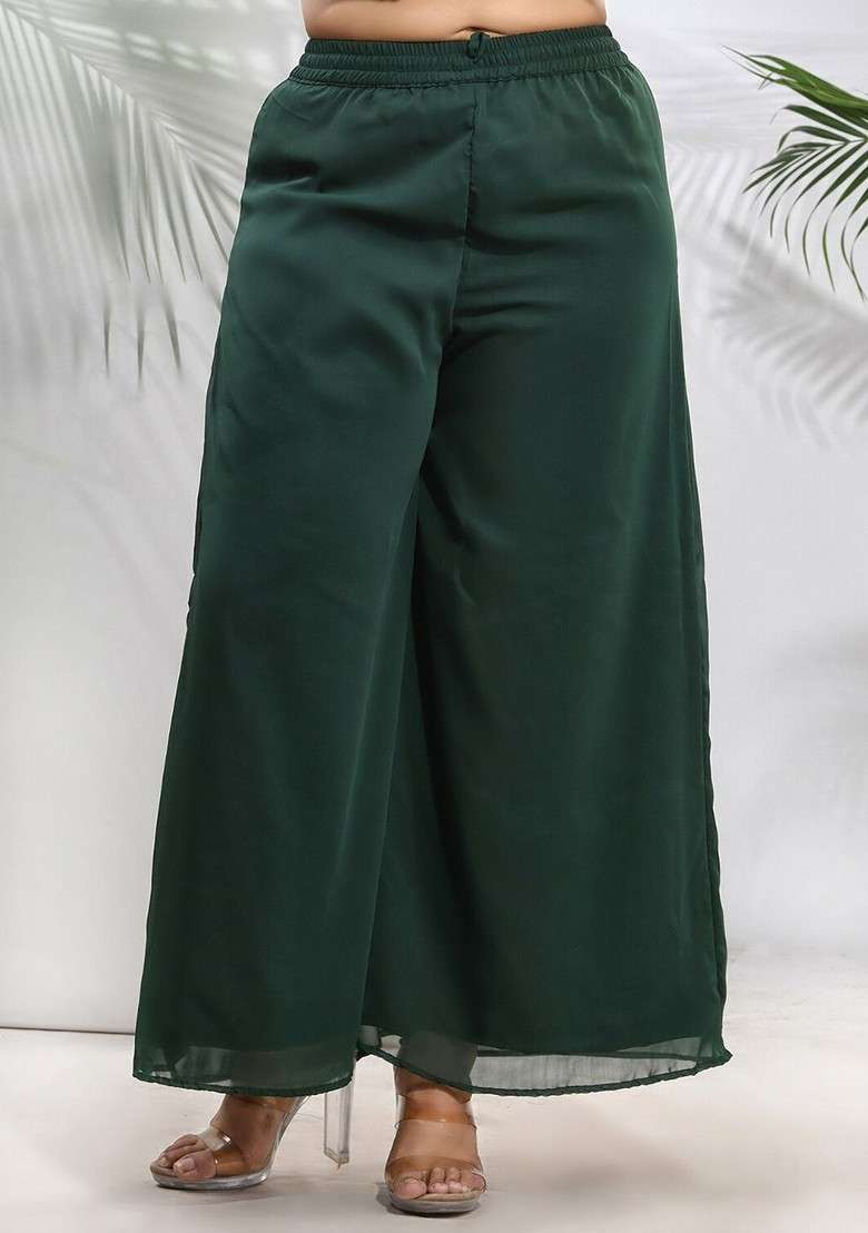 Green Embroidered Georgette Straight Kurta Set - Indya