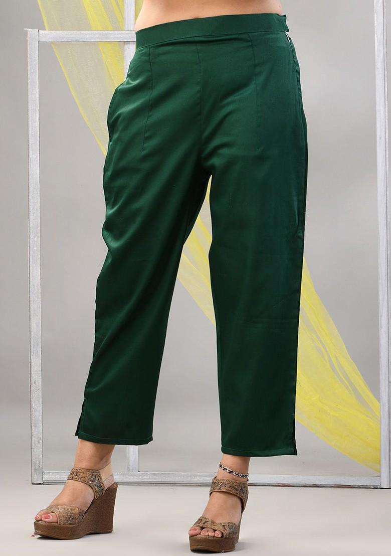 Green Solid Satin Kurta Set