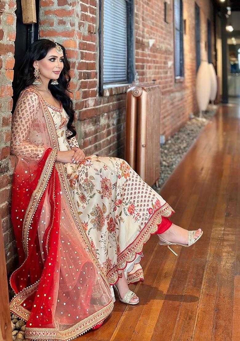 Chiku Sequin Embroidered Digital Print Faux Georgette Anarkali Set