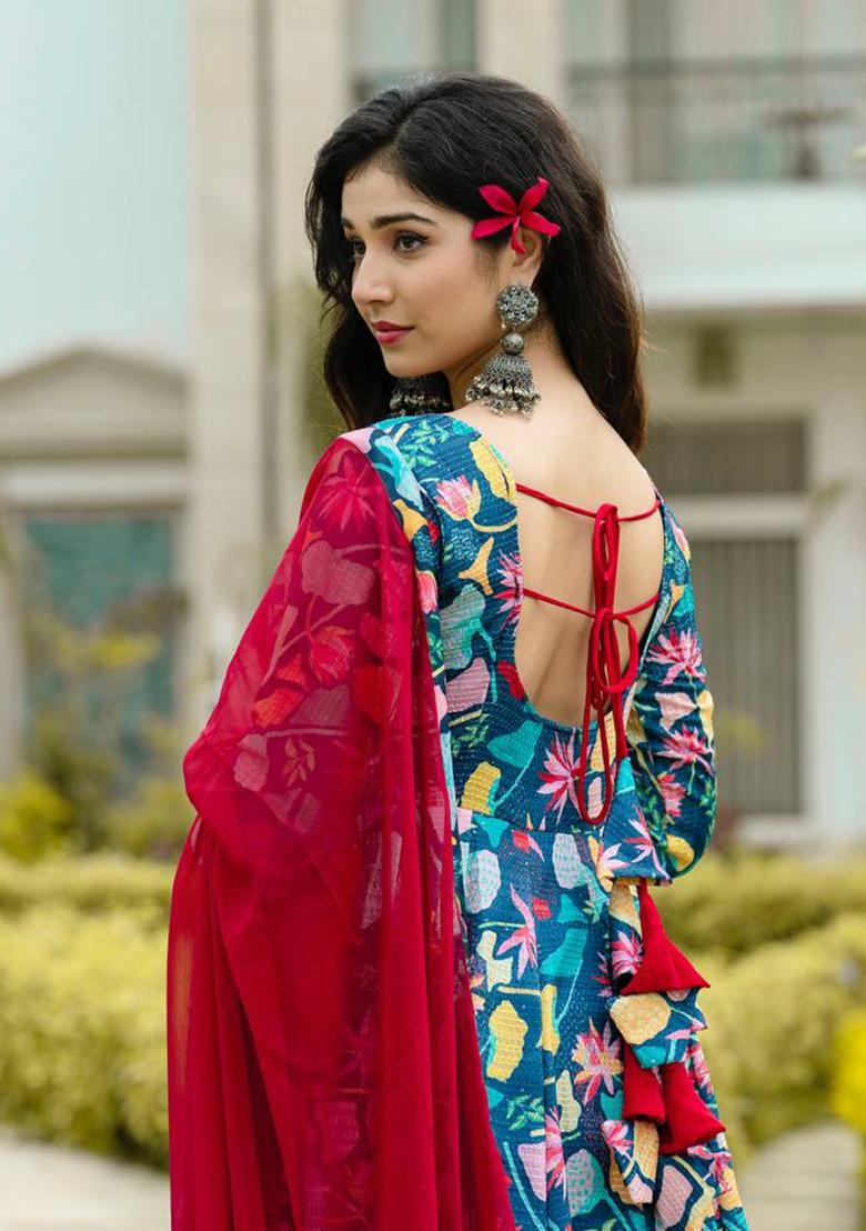 Multicolor Printed Muslin Kurta Set