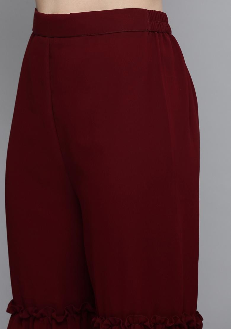 Maroon Sequin Embroidered Silk Georgette Sharara Set