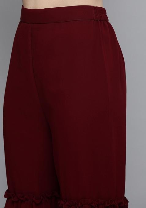 Maroon Sequin Embroidered Silk Georgette Sharara Set