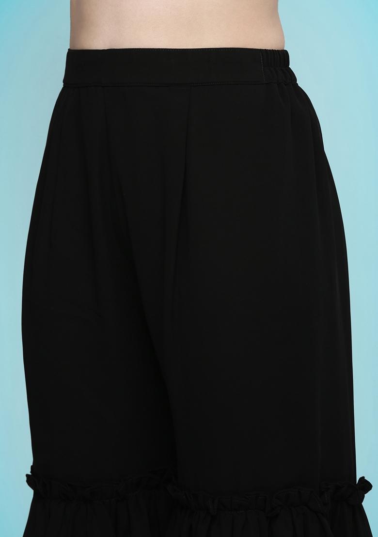 Black Sequin Embroidered Silk Georgette Sharara Set