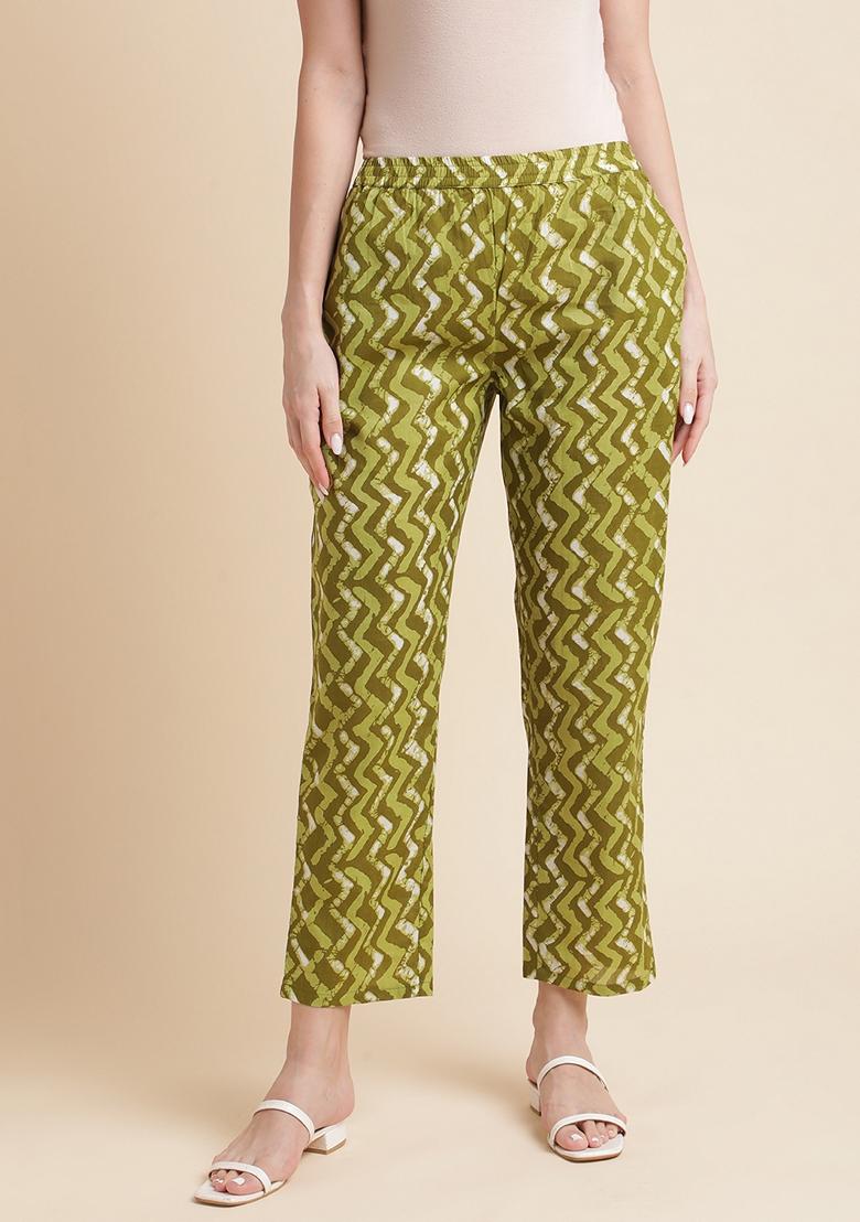 Green Printed Cotton Kurta Set