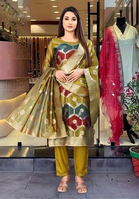 Multicolor Woven Silk Blend Kurta Set