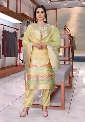 Multicolor Woven Silk Blend Kurta Set