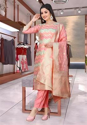 Multicolor Woven Silk Blend Kurta Set
