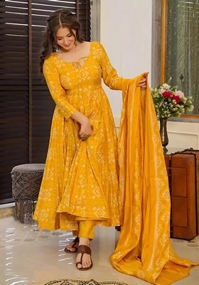 Yellow Digital Print Pure Muslin&nbsp;Kurta Set