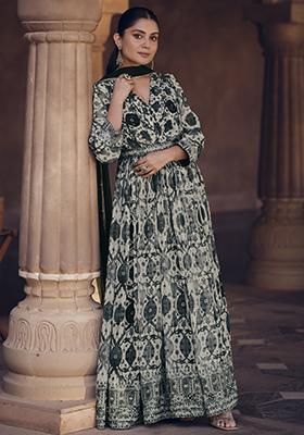 White Embroidered Georgette Anarkali Set