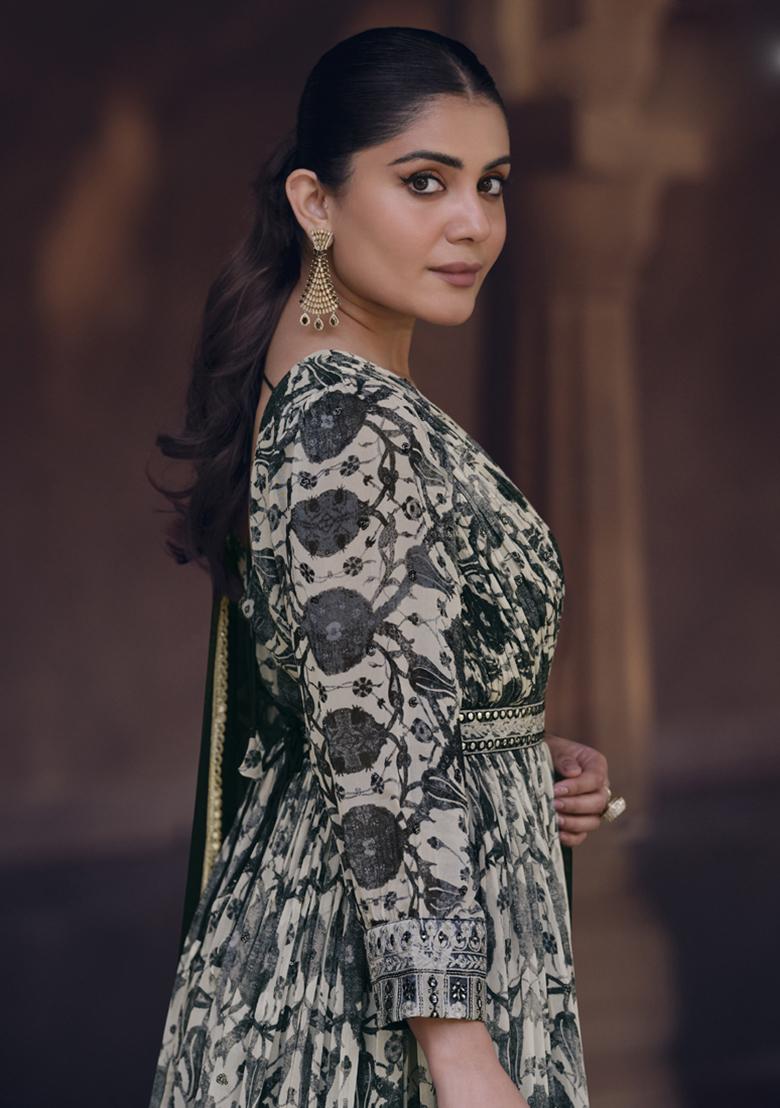 White Embroidered Georgette Anarkali Set