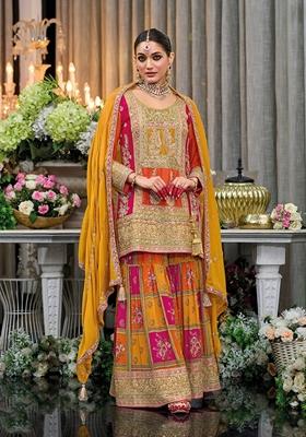 Rani Pink Embroidered Silk Kurta Set