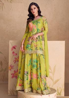 Multicolor Printed Pure Silk Blend Kurta Set