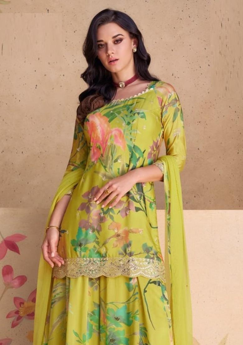 Multicolor Printed Pure Silk Blend Kurta Set