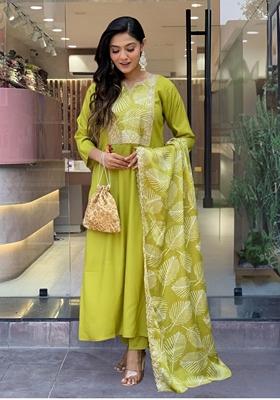 Light Green Embroidered Viscose Kurta Set