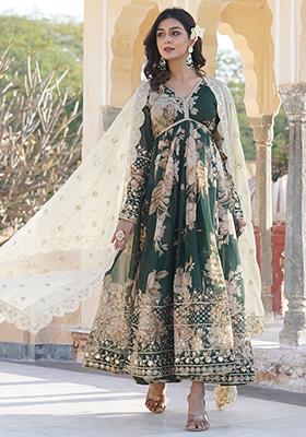 Green Digital Print Sequin Embroidered Silk Kurta Set