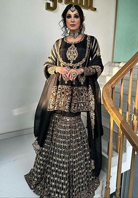 Black Sequins Embroidered Georgette Kurta Set