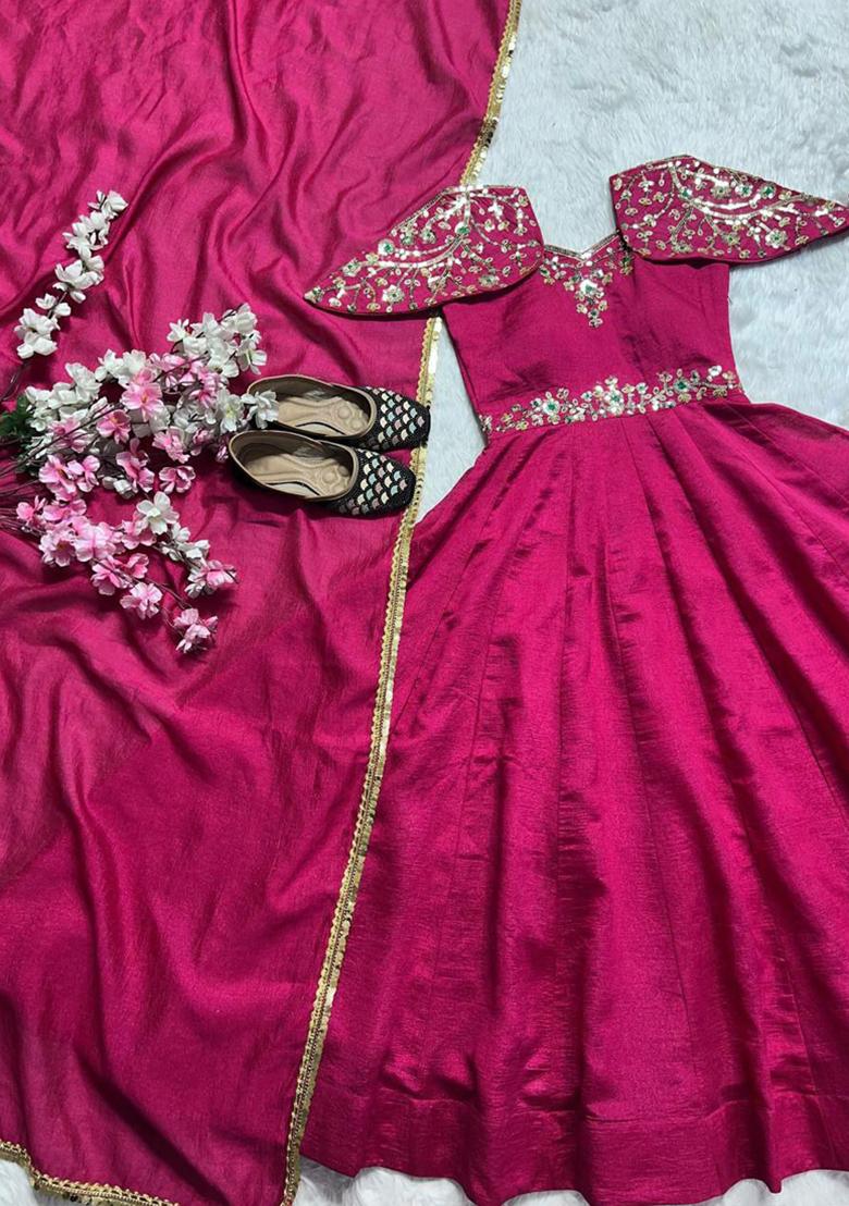Pink Embroidered Silk Kurta Set