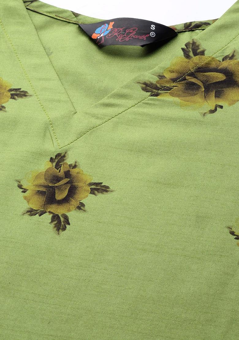 Light Green Printed Silk Chiffon Kurta Set