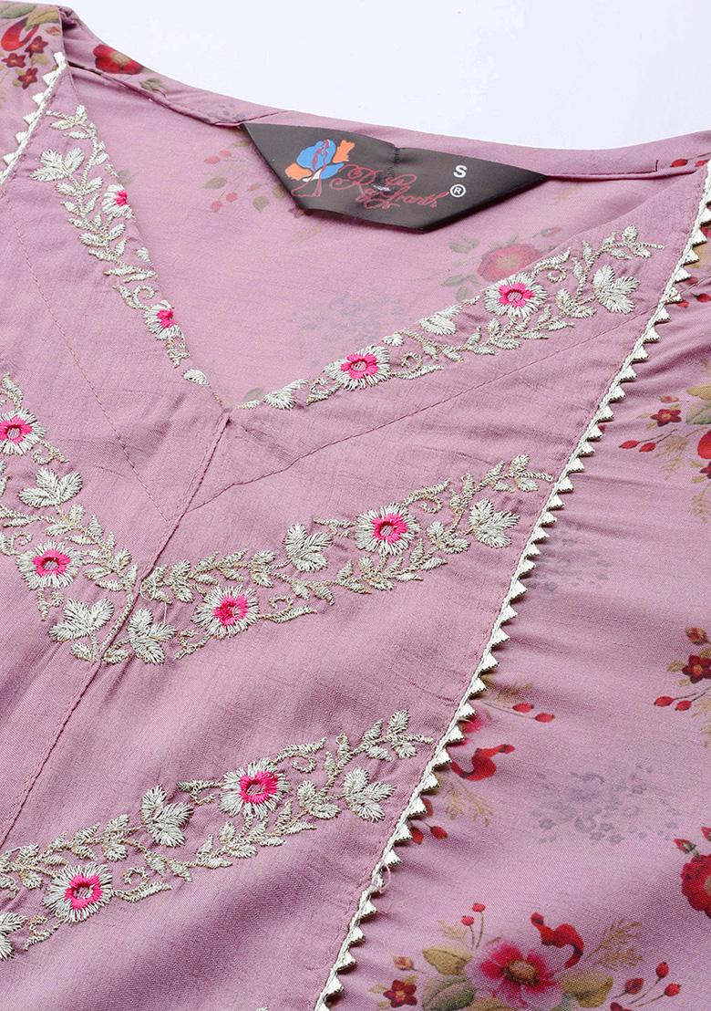 Pink Embroidered Silk Chiffon Kurta Set