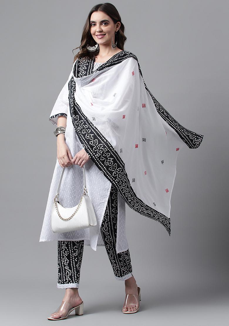 White Embroidered Cotton Kurta Set