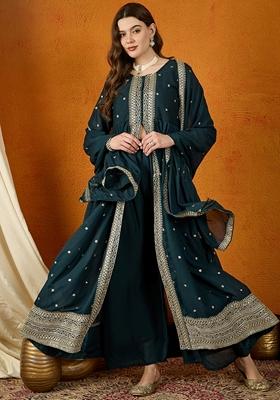 Rama Blue Embroidered Georgette Kurta Set