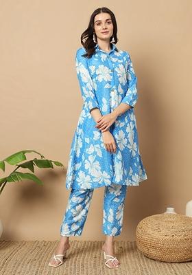 Sky Blue Digital Print Muslin
Kurta Set