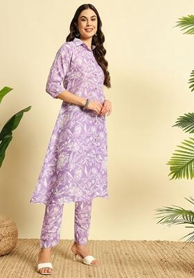 Lavender Digital Print Cotton
Kurta Set