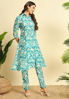Rama Blue Digital Print Cotton
Kurta Set