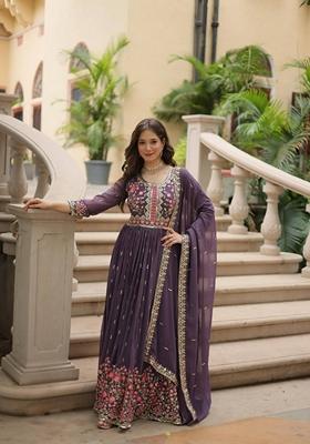 Light Purple Sequin Embroidered Faux Georgette Sharara Set