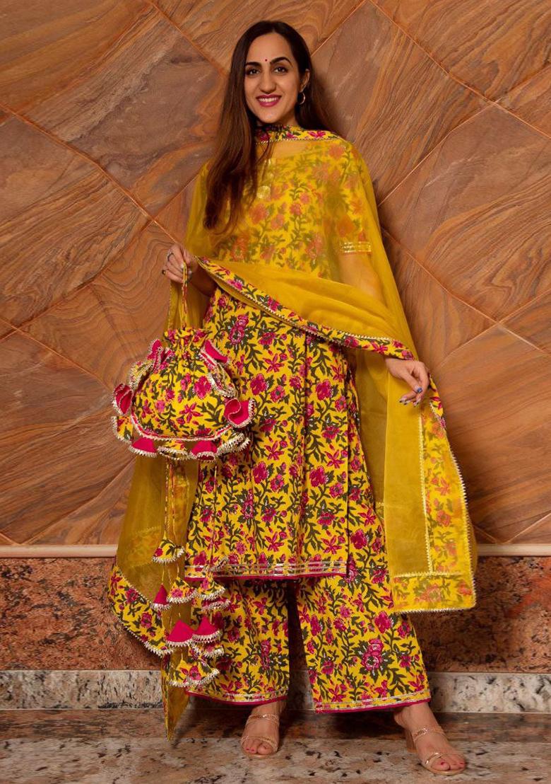 Mustard Digital Print Rayon Kurta Set
