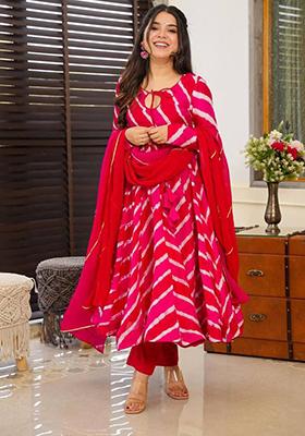 Rani Pink Embroidered Muslin Kurta set