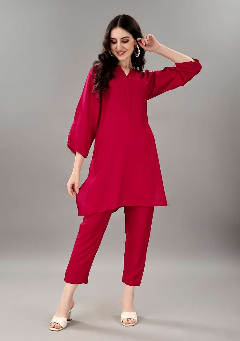 Rani Pink Digital Print Rayon Co-Ord Set - Indya