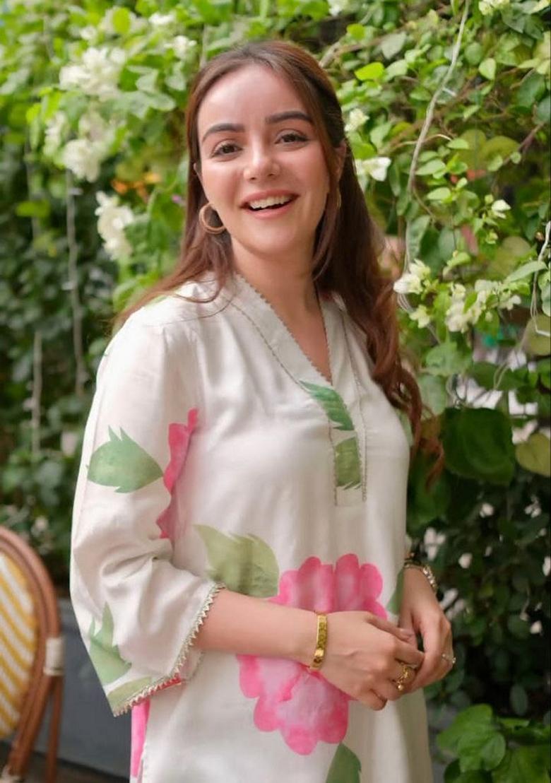 White Digital Print Rayon Co-Ord Set