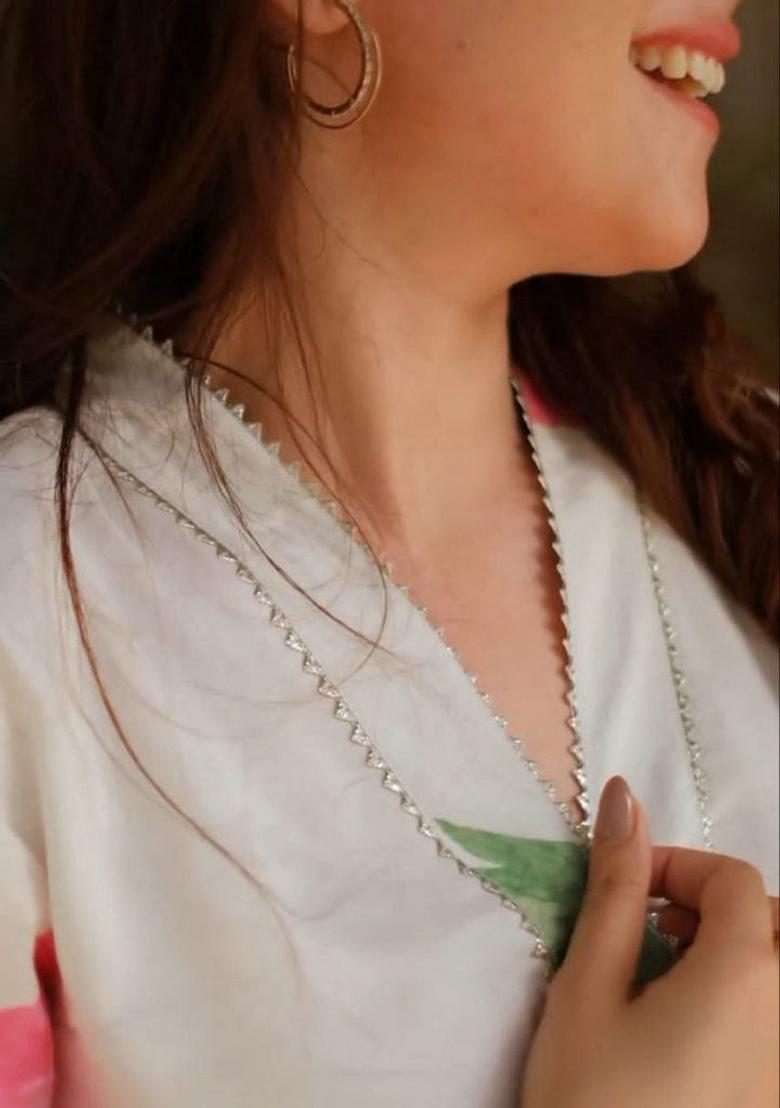 White Digital Print Rayon Co-Ord Set