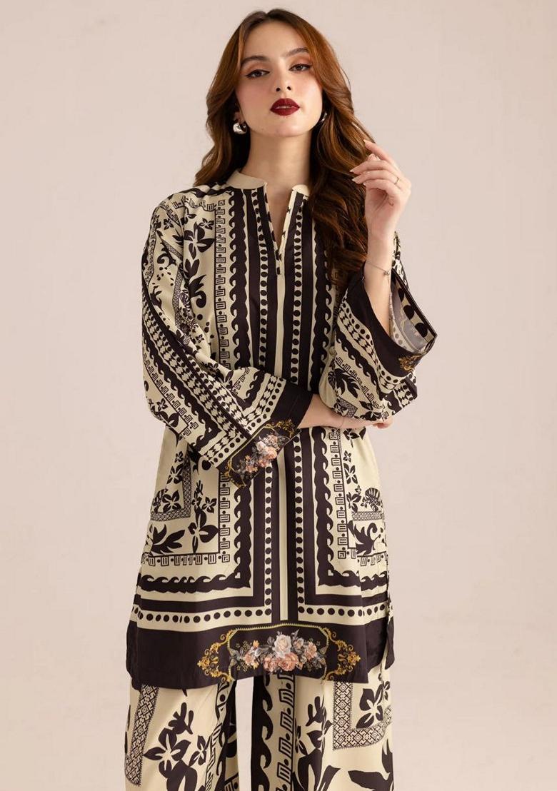 Black Digital Print Rayon Co-Ord Set