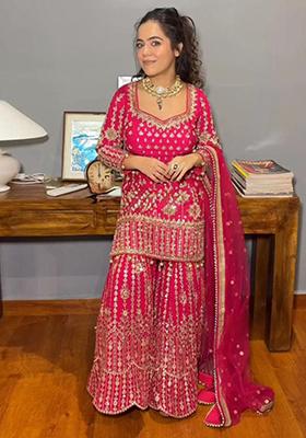 Pink Sequin Embroidered Georgette Kurta Set