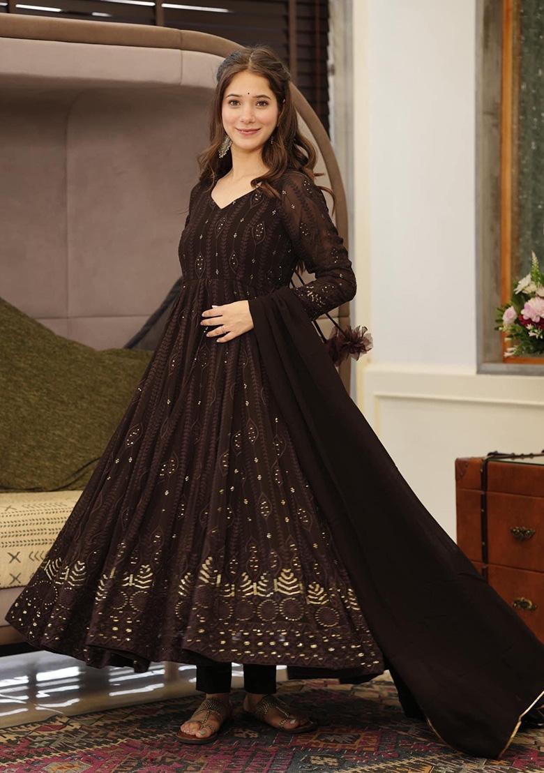 Black Embroidered Georgette Anarkali Set