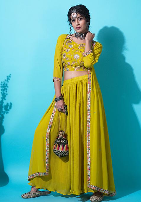 Lemon Green Lawn Embroidered Kurta Set with Dupatta
