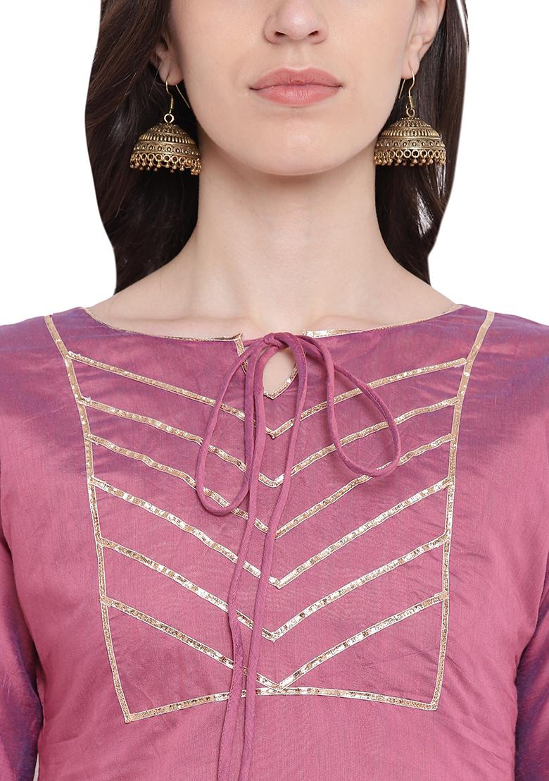 Wine Gotta Work Chanderi Cotton Kurta set